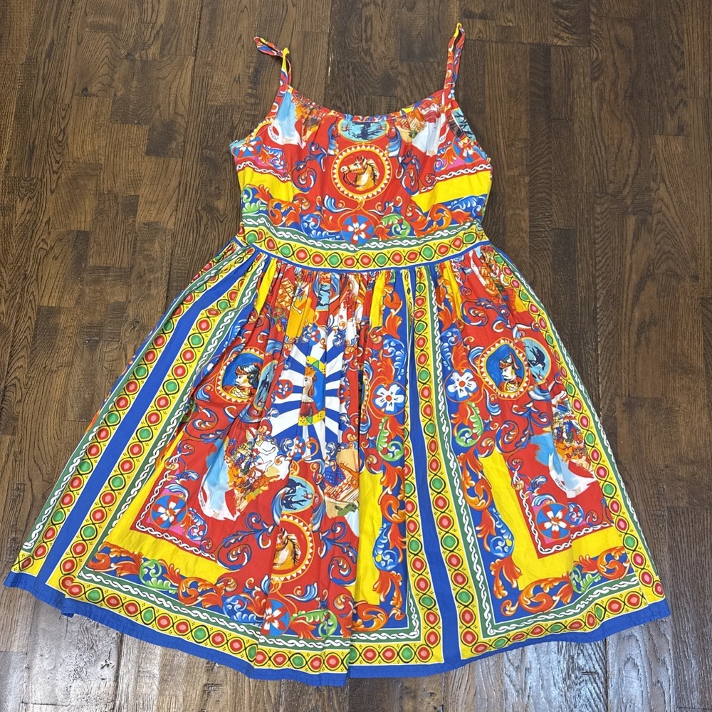 Dolce & Gabbana Carretto Dress IT38 US2 Authentic Italy Knee Length EUC Repair